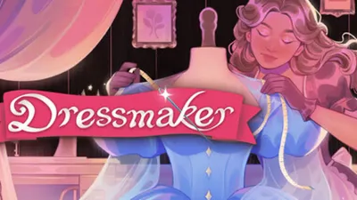 Dressmaker の公式ストアバナー。キーアートの上にローズ色のリボンとロゴが載っている